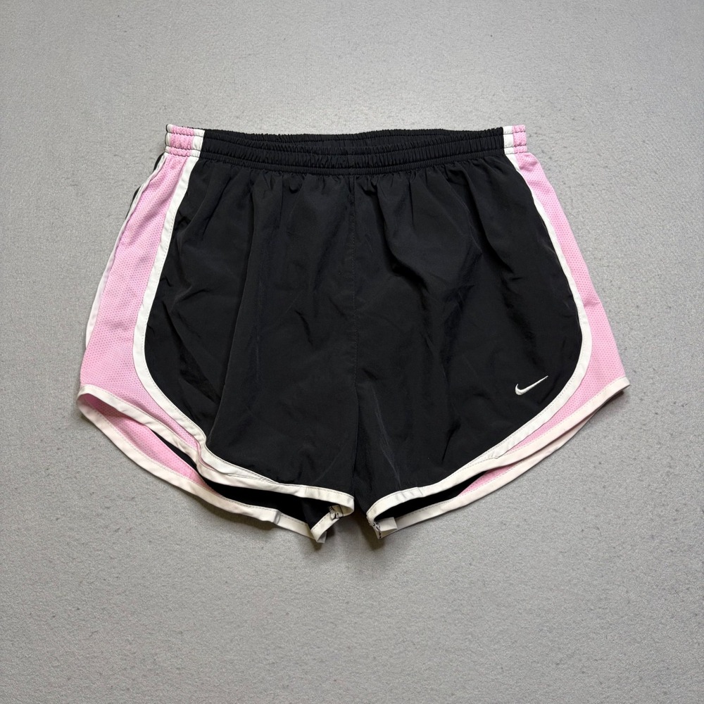 Nike Shorts Women‎ Medium Black Tempo Running Fit Dry Pink White Y2K Athletic